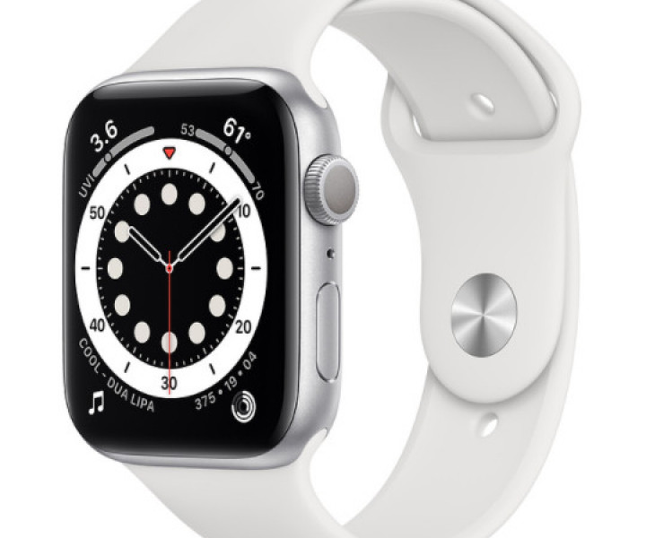 Apple Watch 6 44mm GPS Silver Aluminium Case w. White Sport Band (M00D3) б/у